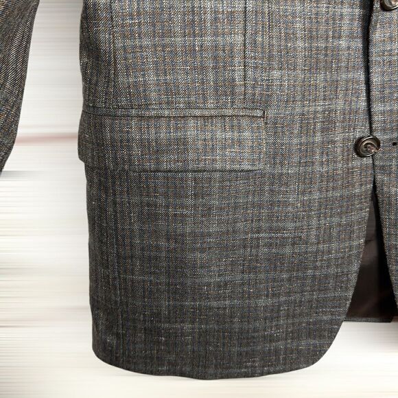 Lauren Ralph Lauren Wool Silk Linen Blend Plaid Single Breasted Blazer 40R - Picture 4 of 12